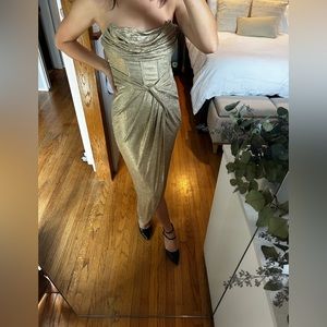 Showpo gorgeous corset bodice gold dress- size 6 (M)